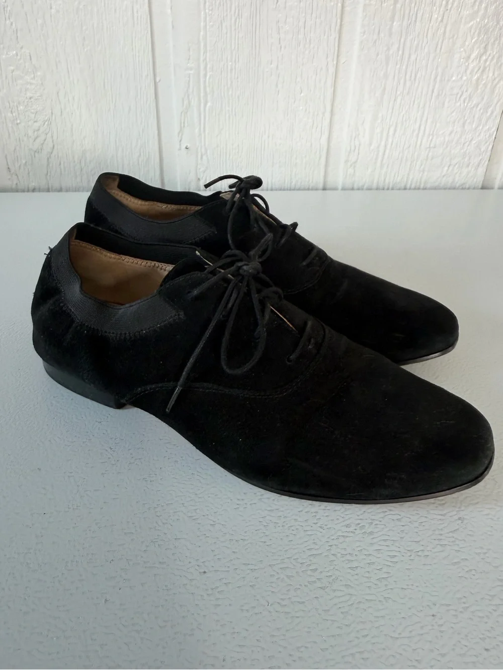 Tory Burch Black Suede Lace Up Oxford Shoes Loafers Size 8.5